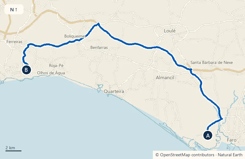 FAO → Albufeira & Olhos de Água (area centre)
